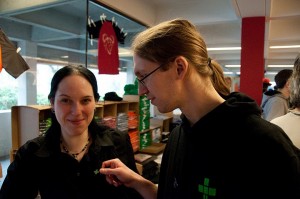 FOSDEM booth - I'm the person on the left ;-)