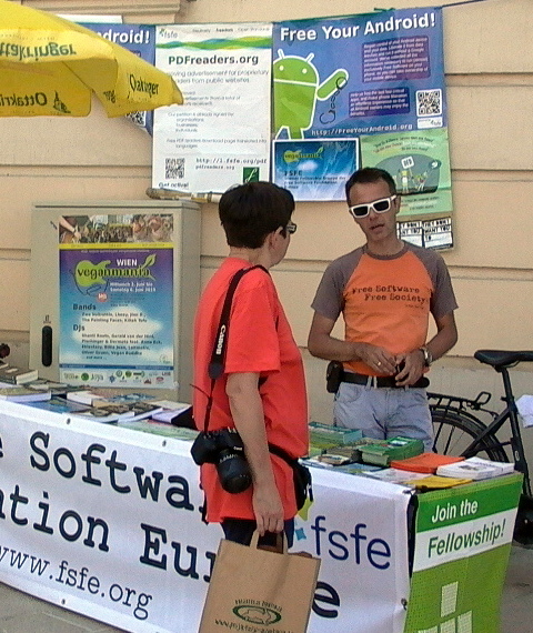 Gregor mans the information desk