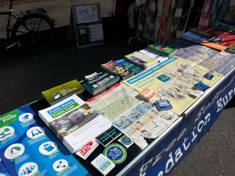 Detail of FSFE information stall in October 2023 in Vienna on Rathausplatz