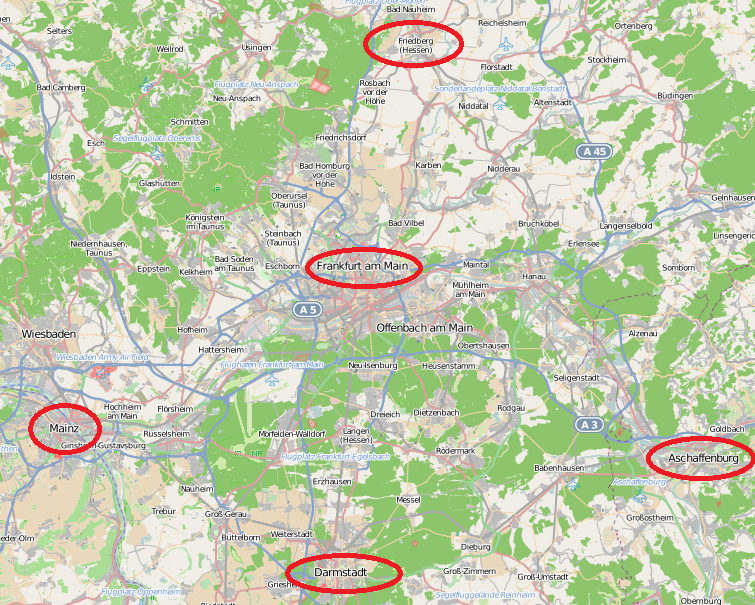 Landkarte Rhein/Main by OSM