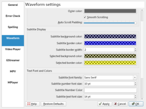 Subtitle Composer waveform settings