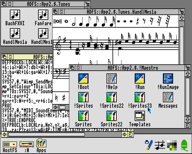 The Maestro music player in RISC OS, written in BASIC.